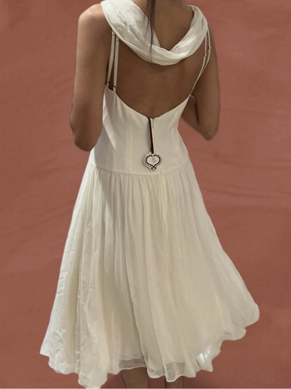 MIRROR PALAIS DOUBLE COWL SILK DRESS